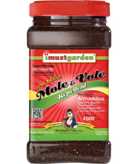 I Must garden Mole Vole Repellent: Professional Strength - Twice The coverage - All Natural Ingredients - 4 lb Shaker Jar