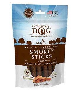 Exclusively Pet Smokey Sticks Chicken Liver Flavored Dog Treats, 7 oz (43001)