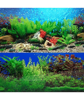 ELEBOX New 20 x 48 Fish Tank Background 2 Sided River Bed & Lake Background Aquarium
