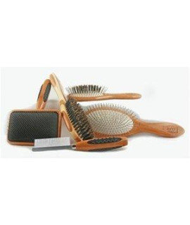 Bass Brushes Large Oval Wire And Boar Pet Brush With Bamboo Wood Handle By Bass Brushes