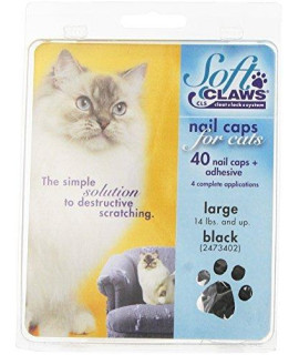 Feline Soft Claws Cat Nail Caps Take-Home Kit Large Black By Soft Claws