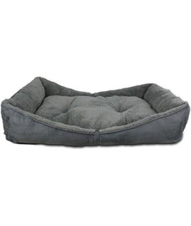 All For Paws Lambswool Bolster Pet Bed 34 By 23-Inch Grey By