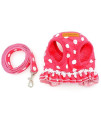 Selmai Small Dog Harness Pink Leash Set Ladies Polka Dot Vest Dress Mesh Padded Lead For Pet Cat Puppy Girls Yorkie Clothes S