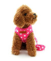 Selmai Small Dog Harness Pink Leash Set Ladies Polka Dot Vest Dress Mesh Padded Lead For Pet Cat Puppy Girls Yorkie Clothes S