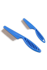 2 Packs Flea Comb Pet Hair Comb Dog Grooming Tool, Tear Stain Remover for Cats Dogs, Size S + L