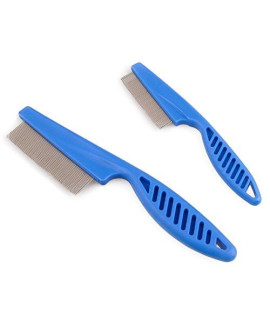 2 Packs Flea Comb Pet Hair Comb Dog Grooming Tool, Tear Stain Remover for Cats Dogs, Size S + L