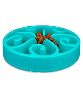 Wangstar Slow Pet Bowl Slow Feeder For Dog Cats, Bloat Stop Puzzle Bowl Fun Maze Feeder Slow Feeding Anti-Skid Design(Blue,8X1.9)
