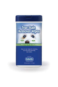 Davis 40 Count Tear Stain Remover Wipes, 5 x 6