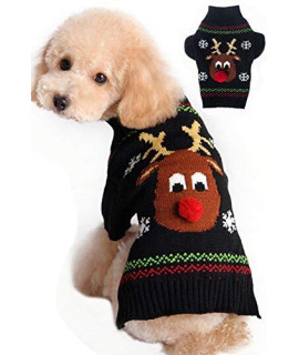 Bobibi Dog Sweater For Christmas Cartoon Reindeer Pet Cat Winter Knitwear Warm Clothes Medium