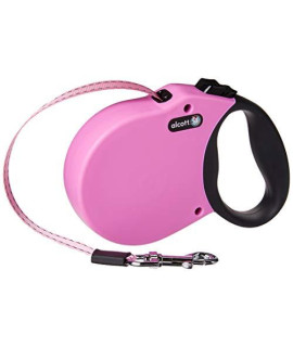 Alcott Adventure Retractable Reflective Belt Leash, 16 Long, Small for Dogs Up to 45 lbs, Pink with Black Soft Grip Handle