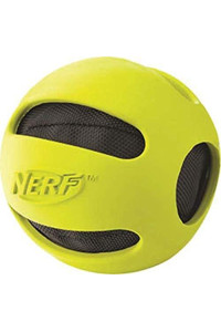 Nerf Dog Bash Ball Dog Toy with Interactive Crunch, Lightweight, Durable and Water Resistant, 2.5 Inches, for Small/Medium/Large Breeds, Single Unit, Green, One-Size-for-Most (3219)