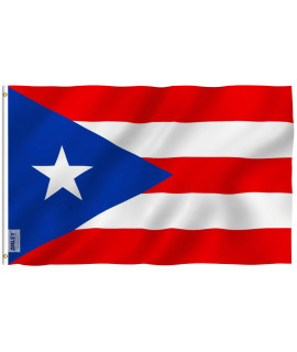 ANLEY Fly Breeze 3x5 Foot Puerto Rico Flag - Vivid color and Fade proof - canvas Header and Double Stitched - Puerto Rican National Flags Polyester with Brass grommets 3 X 5 Ft
