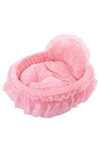 Cute Princess Pet Bed Bow-TIE Lace Cat Dog Bed (L, Pink)