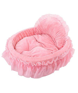 Cute Princess Pet Bed Bow-TIE Lace Cat Dog Bed (L, Pink)