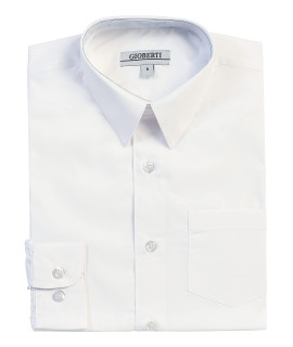 gioberti Boys Long Sleeve Solid Dress Shirt, White, 6