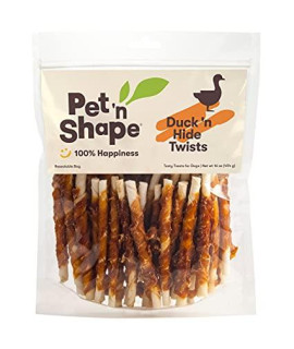 Pet n Shape Duck n Hide Twists - Duck Wrapped Rawhide Natural Dog Treats, Small, 1 Lb