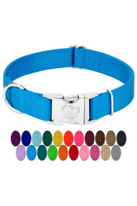 country Brook Design - Vibrant 25+ color Selection - Premium Nylon Dog collar with Metal Buckle (Small, 34 Inch, Ice Blue)