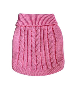 Tangpan Turtleneck classic Straw-Rope Pet Dog Sweater Apparel (Pink,XXL)