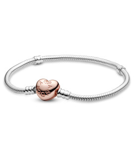 Pandora Jewelry Moments Heart Clasp Snake Chain Charm Rose Bracelet, 71