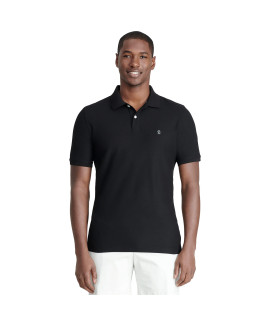 IZOD Mens Advantage Performance Slim Pique Polo Shirt, Black, Large