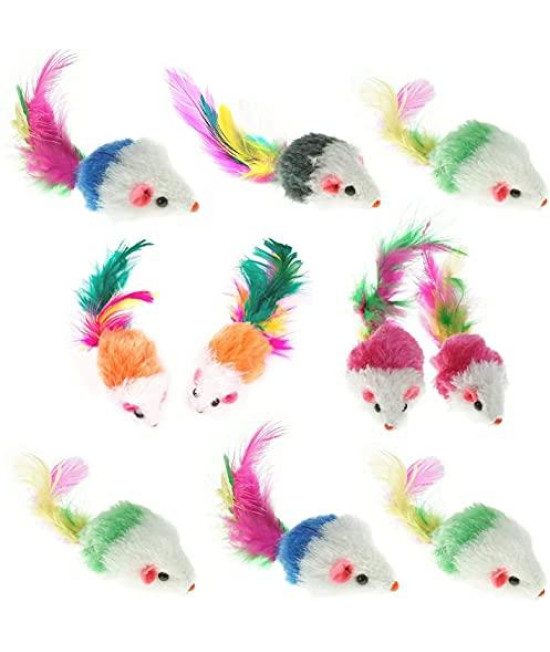 Aftermarket Furry Pet Cat Toys Mice, Cat Toy Mouse, Pet Toys for Cats, Cat Catcher for Feather Tails, 10 Counting