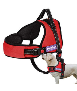 PetLove Dog Harness, Adjustable Soft Leash Padded No Pull Dog Harness for Small Medium Large Dogs, Red