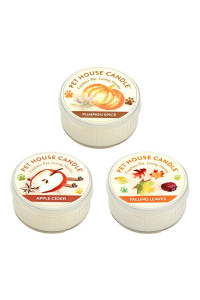 One Fur All Pet House Mini candle Set, Pack of 3 - Fall Mix - Pet Odor Eliminator candle, Burn Time - 10-12 Hours Pet candle, Non-Toxic, Ideal for Smaller Spaces