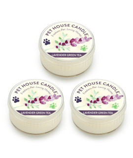 One Fur All Pet House Mini Candle Set, Pack Of 3 - Lavender Green Tea - Pet Odor Eliminator Candle, Burn Time - 10-12 Hours Pet Candle, Non-Toxic, Ideal For Smaller Spaces