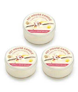 One Fur All Pet House Mini Candle Set, Pack Of 3 - Vanilla Creme Brulee - Pet Odor Eliminator Candle, Burn Time - 10-12 Hours Pet Candle, Non-Toxic, Ideal For Smaller Spaces