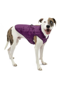 Kurgo Loft Dog Jacket - Reversible Fleece Winter coat - cold Weather Protection - Wear With Harness Or Additional Layers - Reflective Accents, Leash Access, Water Resistant - Deep Violetcharcoal, L