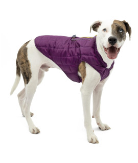 Kurgo Loft Dog Jacket - Reversible Fleece Winter coat - cold Weather Protection - Wear With Harness Or Additional Layers - Reflective Accents, Leash Access, Water Resistant - Deep Violetcharcoal, L
