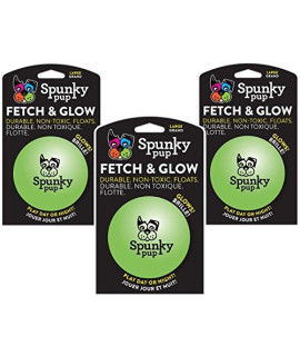 Spunky Pup (3 Pack) Fetch and Glow Ball - Large [Colors Vary]