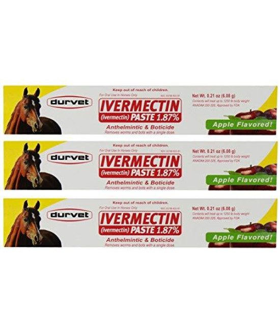 Durvet Ivermectin Paste 1.87% Removes worms and bots - 3 Pack