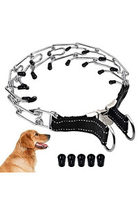 Wellbro Pit Bull German Shepherd Training Metal Gear Prong Pets Collar, with Quick Release Snap Buckle and Rubber Tips, Easy-On Plated Adjustable Training Dog Collar, 24 (Type 1)
