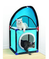 Pet Parade Two Tier, Durable, and Easy to Assemble Cat Corner Condo Tower, Blue, One Size Fits All (JB7886)