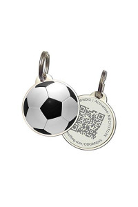 Pet Dwelling Soccer QR Code Scannable Pet ID Tag, Online Pet Profile, Instant Email Alert, Location Map Stamp, for Dogs, Cats, and All Pets!