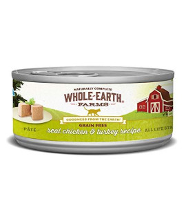 Whole Earth Farms Grain Free Wet Cat Food Real Chicken & Turkey (Cast of 24)