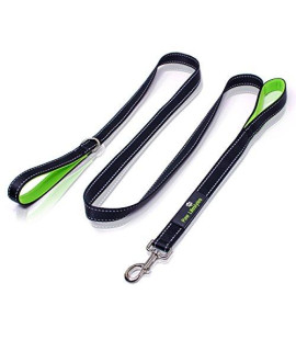 Heavy Duty Dog Leash - 2 Handles - Padded Traffic Handle for Extra Control, 7ft Long - Perfect Leashes for Medium to Large Dogs (Black and Green)