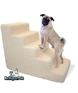 BringerPet Pet stairs for tall bed Foam Pet steps White 5 Step Dog Cat Animal Ramp