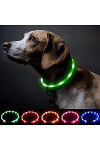 BSEEN Silicone LED Dog Collar - USB Rechargeable Light Up Puppy Collar(Green)