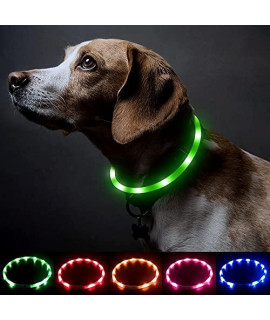 BSEEN Silicone LED Dog Collar - USB Rechargeable Light Up Puppy Collar(Green)