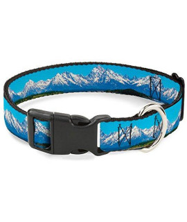 Buckle-Down Plastic Clip Collar - Landscape Snowy Mountains - 1 Wide - Fits 15-26 Neck - Large