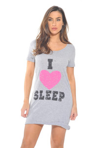Just Love Sleep Dress For Women Sleeping Dorm Shirt Nightshirt,Grey - I Heart Sleep,Medium