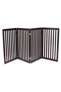 Internets Best Traditional Pet Gate - 4 Panel - 36 Inch Tall Fence - Free Standing Folding Z Shape Indoor Doorway Hall Stairs Dog Puppy Gate - Fully Assembled - Espresso - MDF