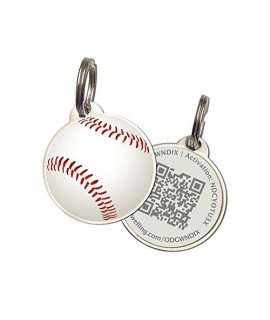 Pet Dwelling Baseball QR Code Scannable Pet ID Tag, Online Pet Profile, Instant Email Alert, Location Map Stamp, for Dogs, Cats, and All Pets!