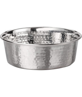 Neater Pet Brands Hammered Decorative Designer Bowls - Luxury Style Premium Dog and cat Dishes (Medium, Stainless)