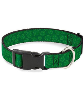 Buckle-Down Plastic Clip Collar - St. Pats Clovers Scattered Greens - 1 Wide - Fits 15-26 Neck - Large