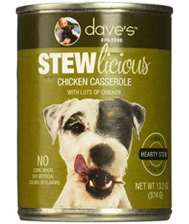 Dave's Pet Food Stewlicious Chicken Casserole For Dogs, 13.2oz Cans, Case of 12, Made in the USA