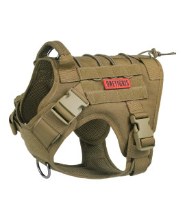 OneTigris Tactical Dog Harness - Fire Watcher Comfortable Patrol K9 Vest (Coyote Brown, Large)