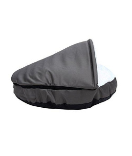 long rich Durable Oxford to Sherpa Pet Cave and Round Pet Bed, 25, with Removable top and Insert, by Happycare Textiles